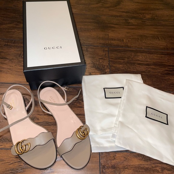 Gucci Shoes - New Gucci Marmont logo-embellished leather sandals